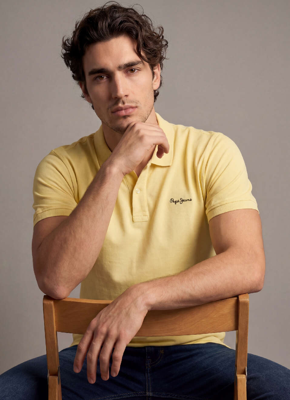 Men Yellow Solid Short Sleeves Polo, , large image number 5