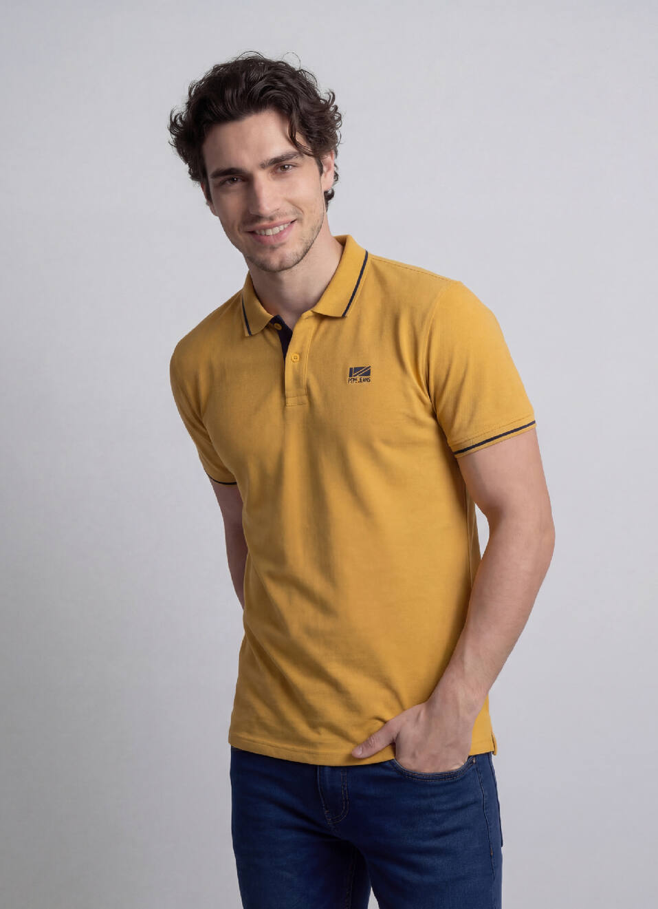 Men Yellow Solid Short Sleeves Polo, , large image number 0