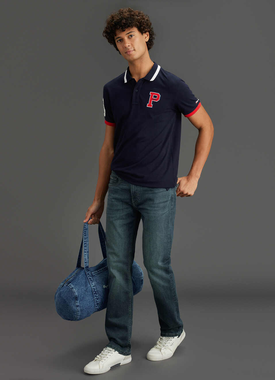 Men Navy Regular Fit Polo Collar T-shirt, , large image number 2