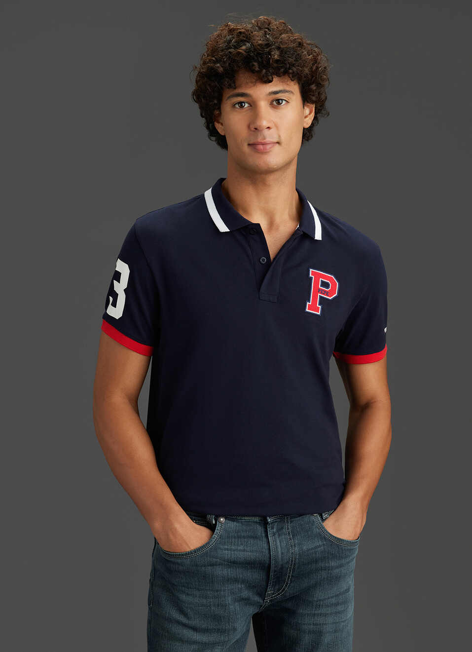 Men Navy Regular Fit Polo Collar T-shirt, , large image number 5