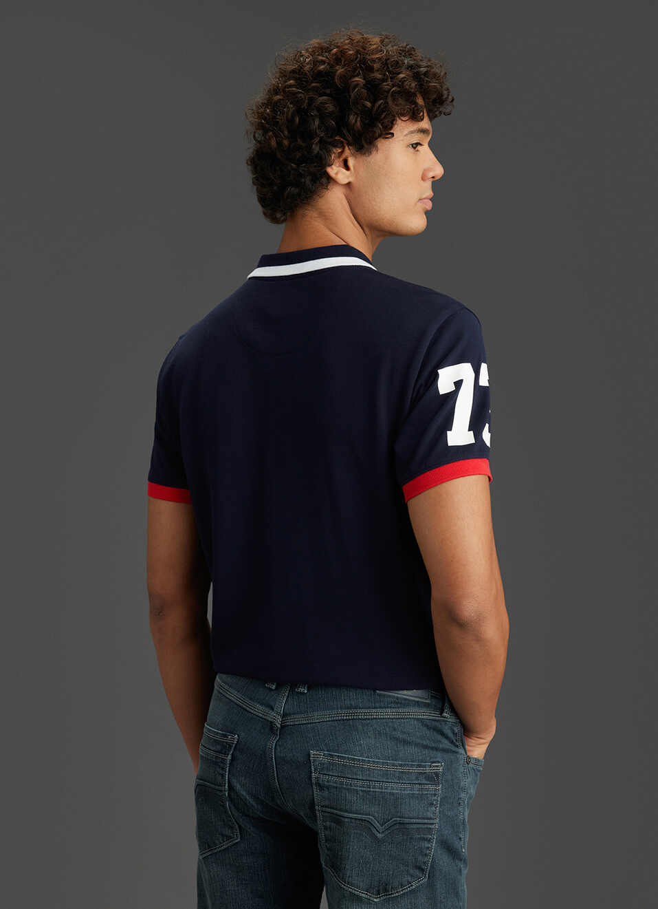 Men Navy Regular Fit Polo Collar T-shirt, , large image number 6
