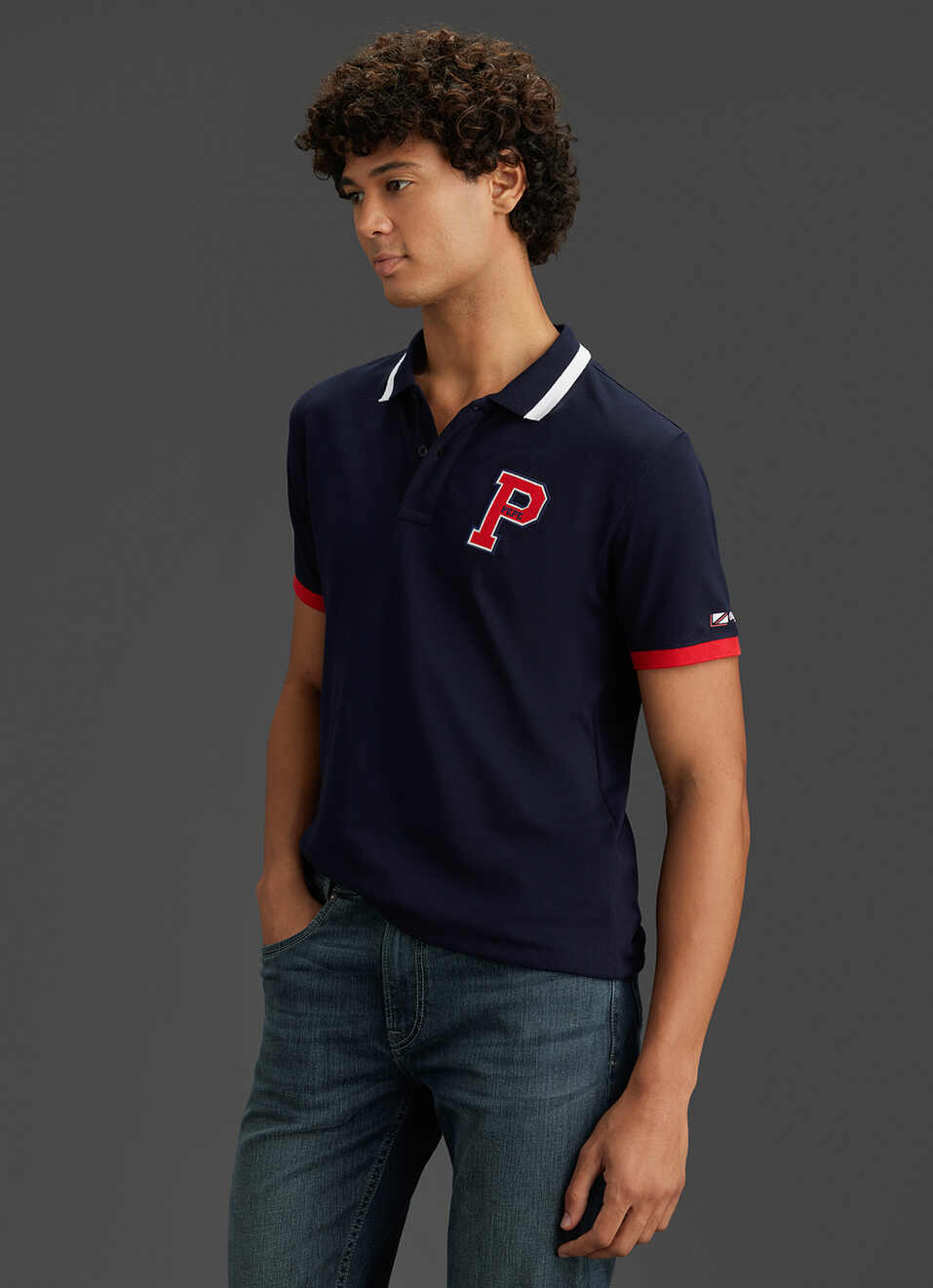 Men Navy Regular Fit Polo Collar T-shirt, , large image number 7
