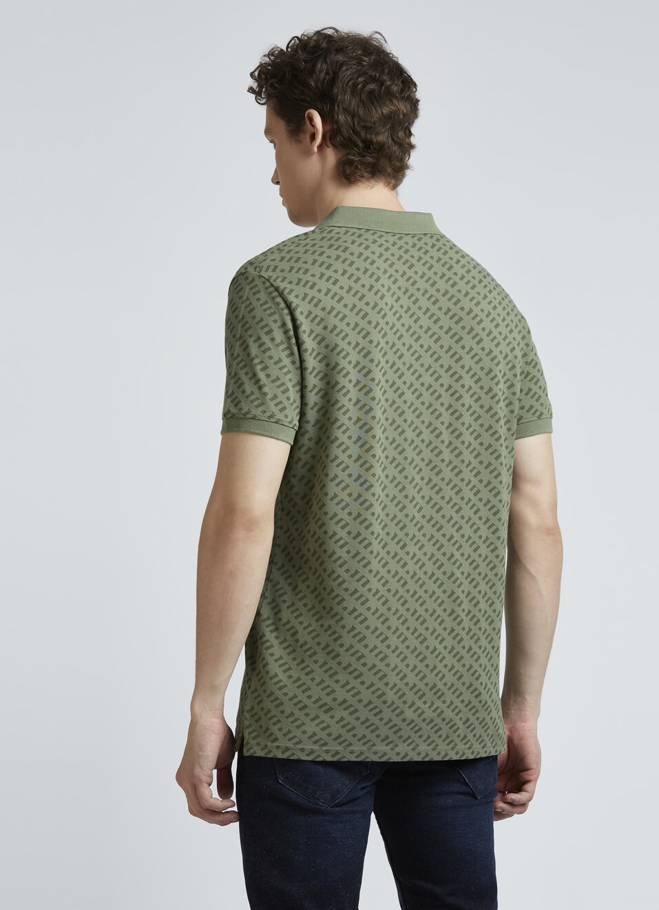 Green Typographic Print Short Sleeve Polo, , large image number 2
