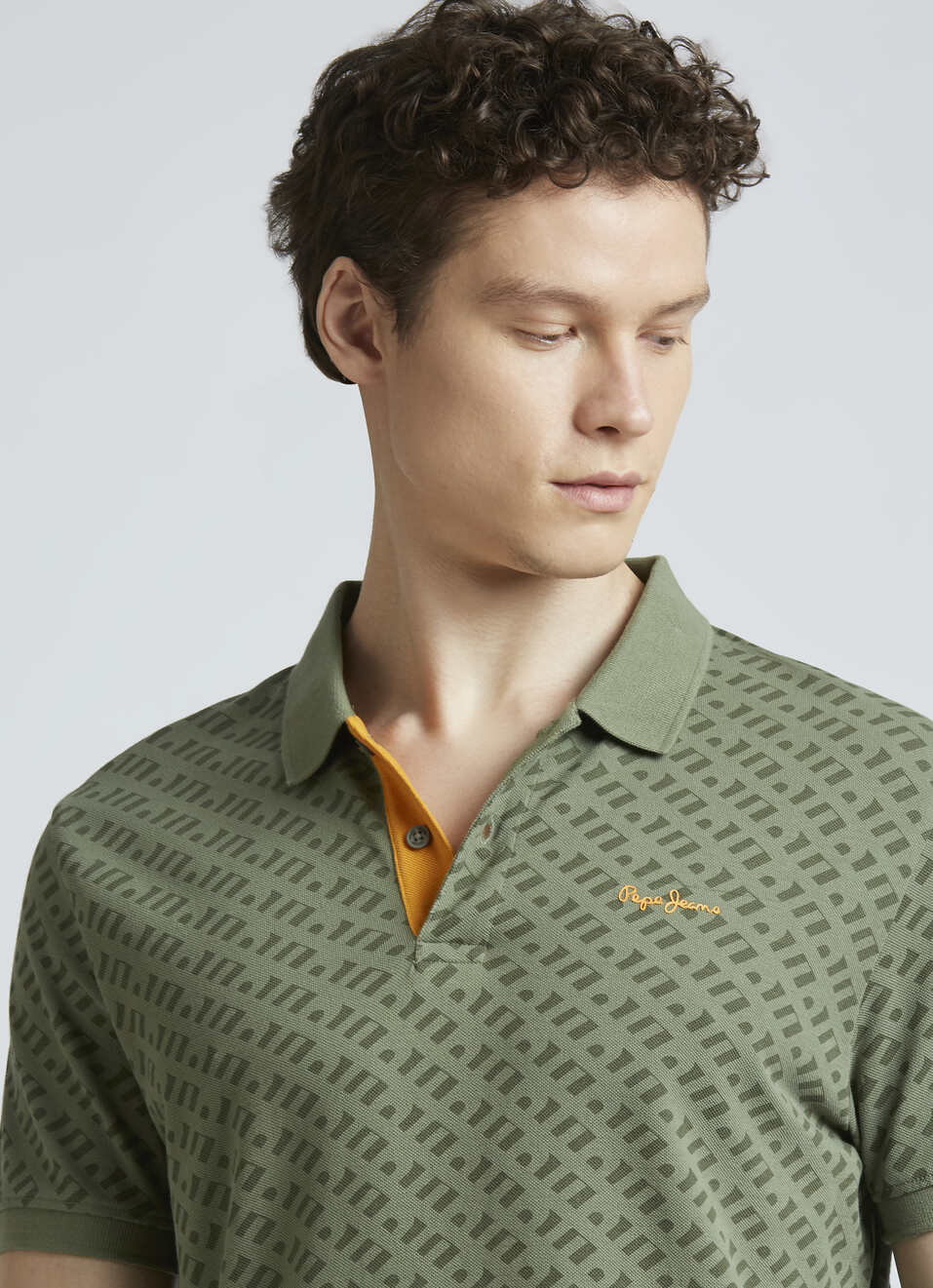 Green Typographic Print Short Sleeve Polo, , large image number 4