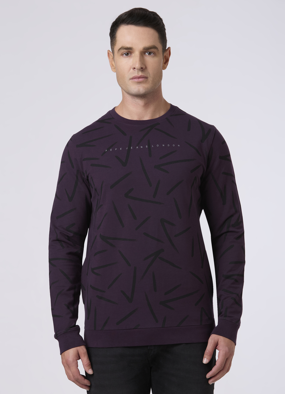 Men Purple Abstract Print Sweatshirt, , large image number 1