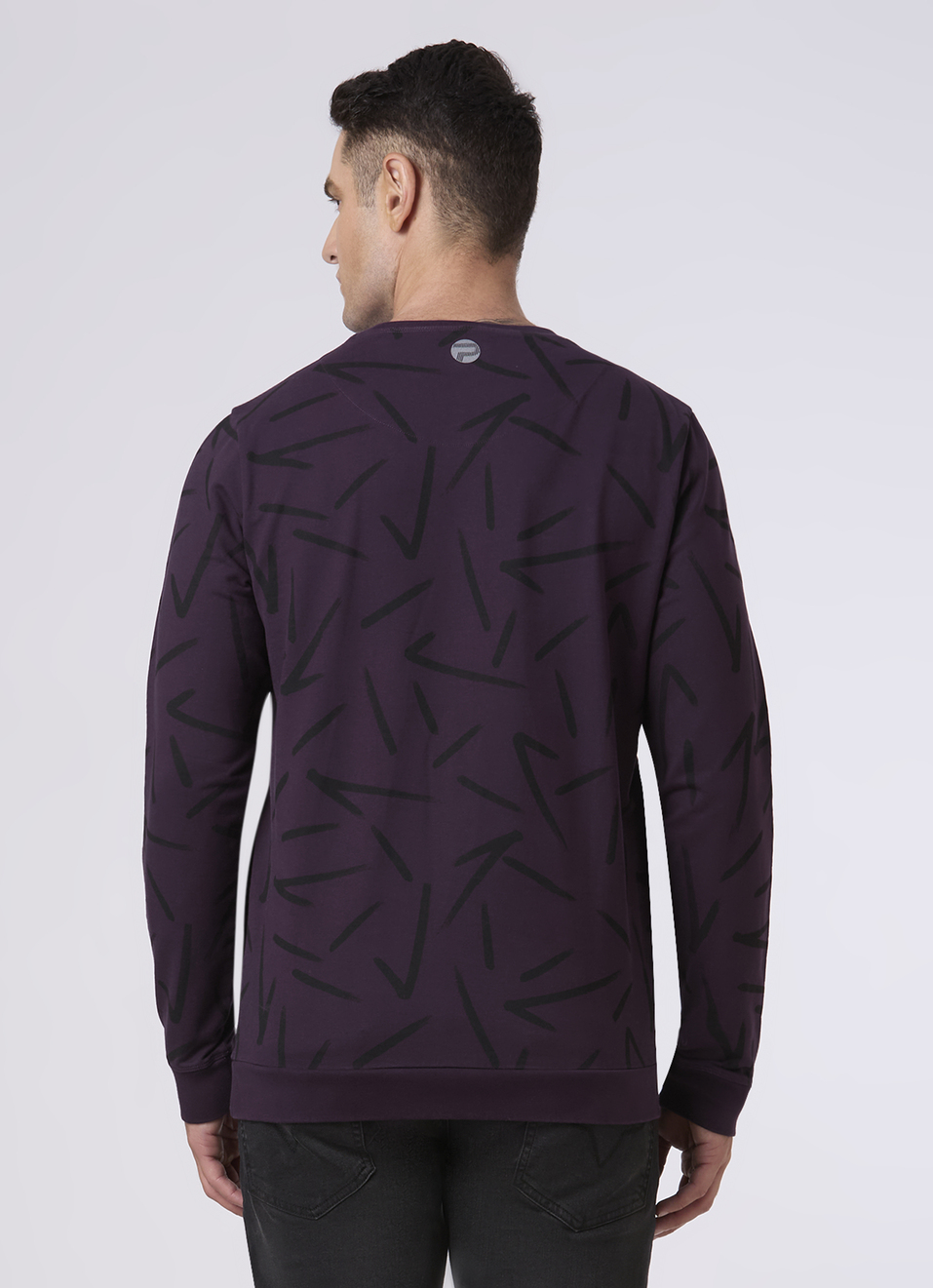 Men Purple Abstract Print Sweatshirt, , large image number 2