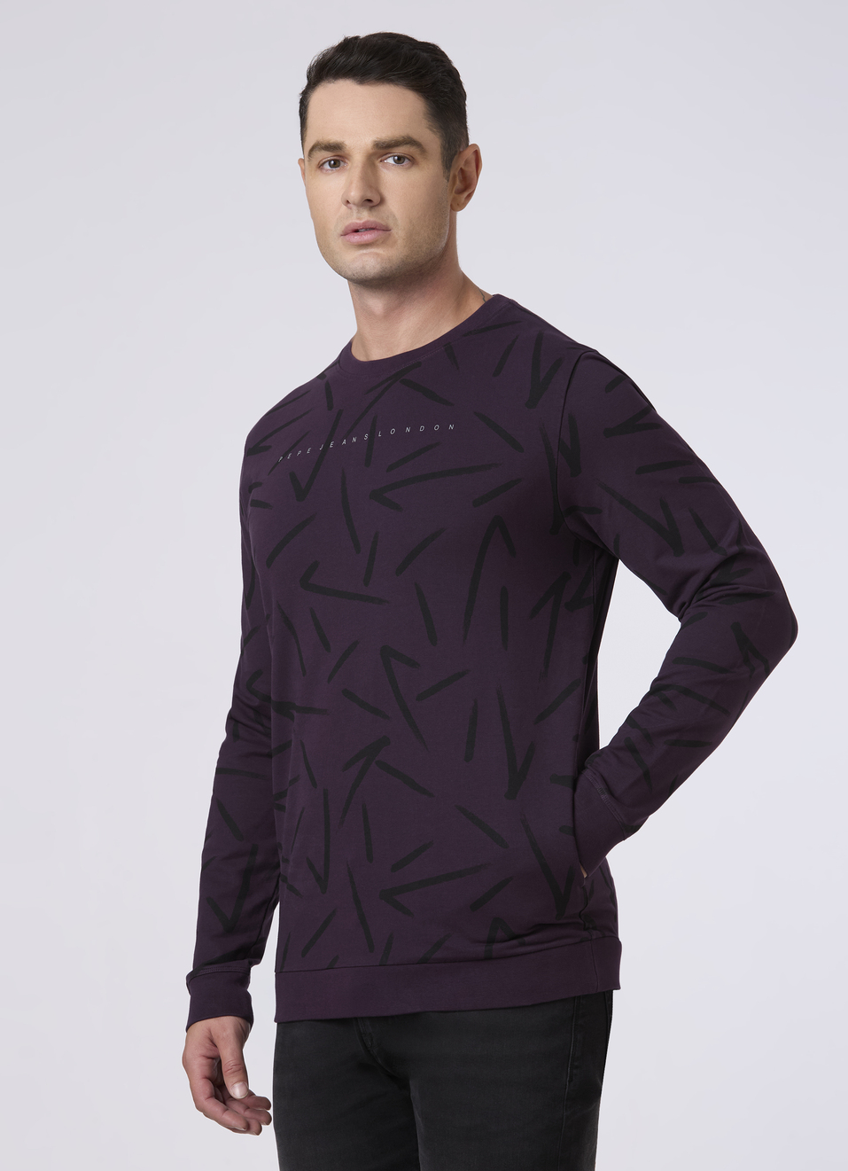 Men Purple Abstract Print Sweatshirt, , large image number 3