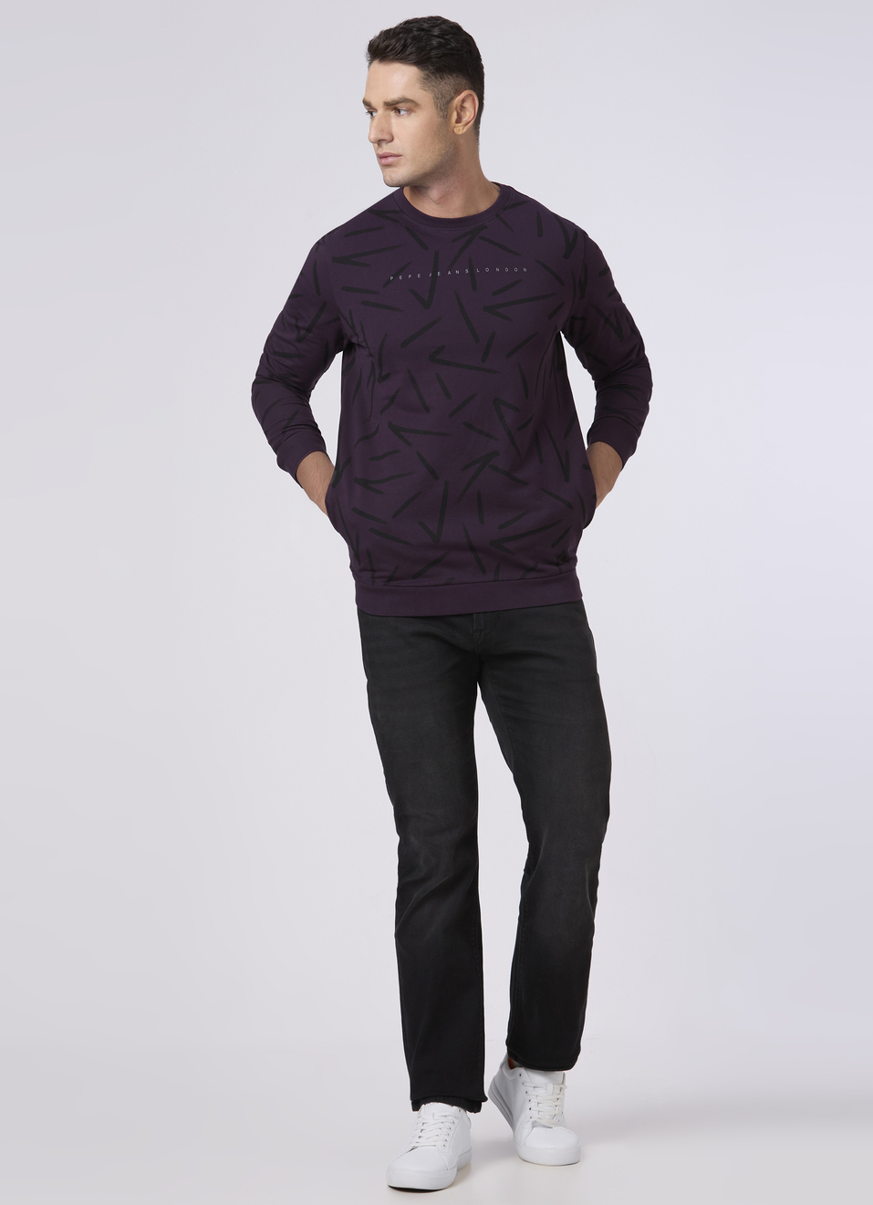 Men Purple Abstract Print Sweatshirt, , large image number 5