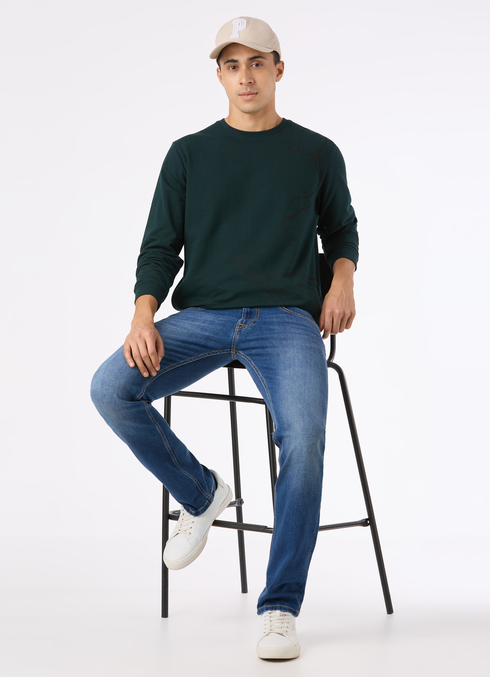 Men Teal Blue Abstract Print Regular Fit Sweatshirt, , large image number 5