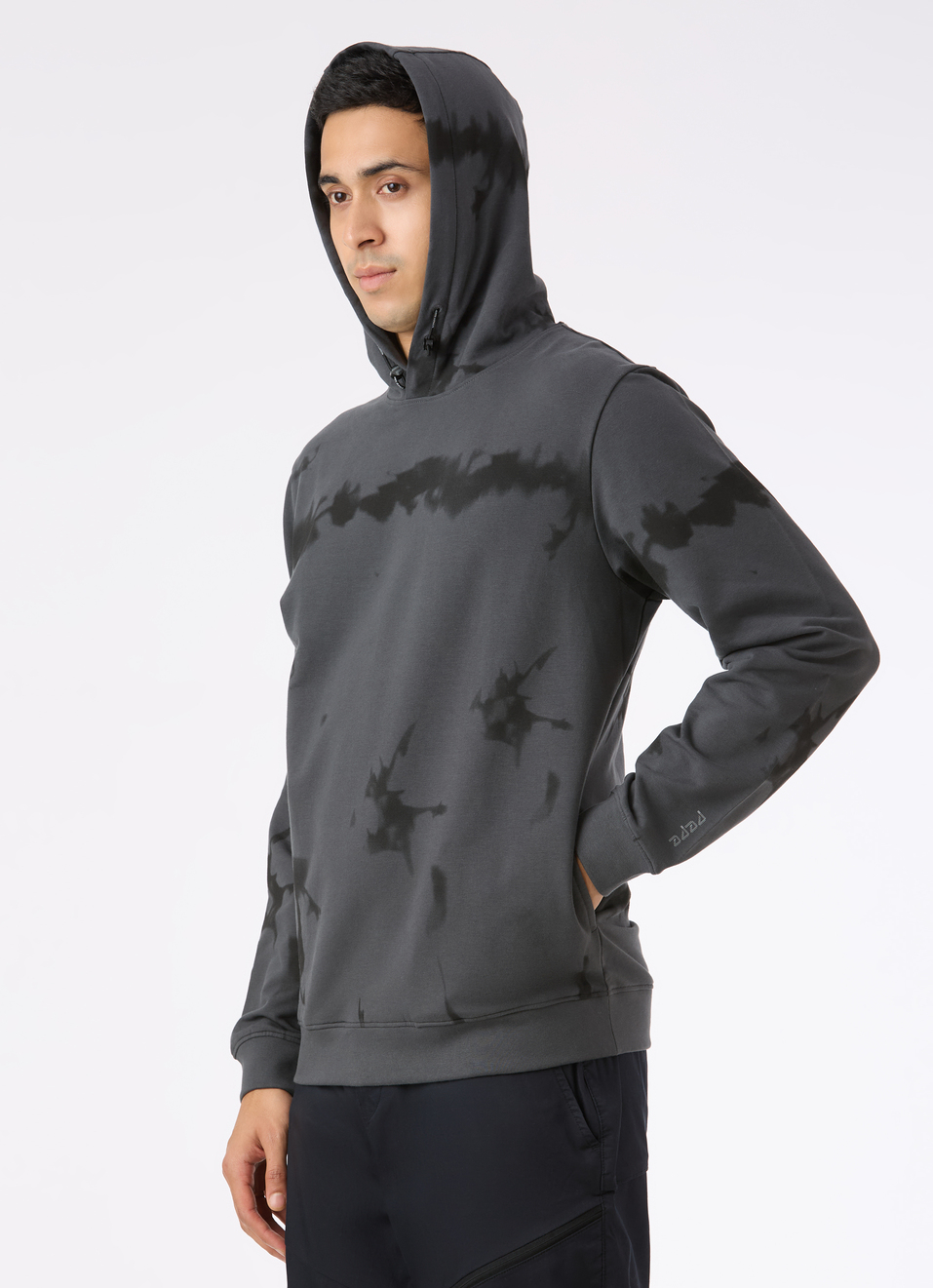 Men Grey Tie And Dye Hooded Regular Fit Sweatshirt, , large image number 6