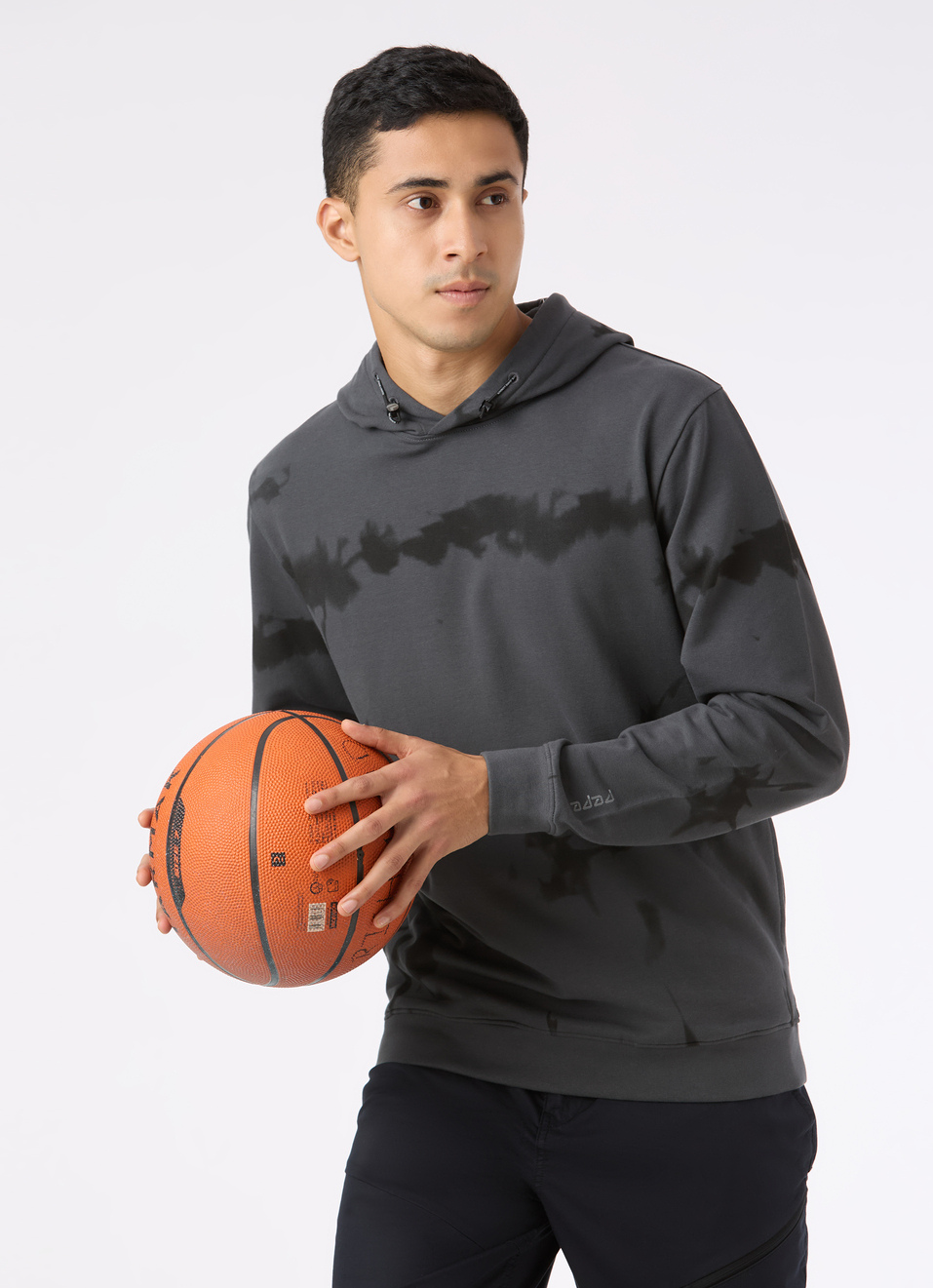 Men Grey Tie And Dye Hooded Regular Fit Sweatshirt, , large image number 0