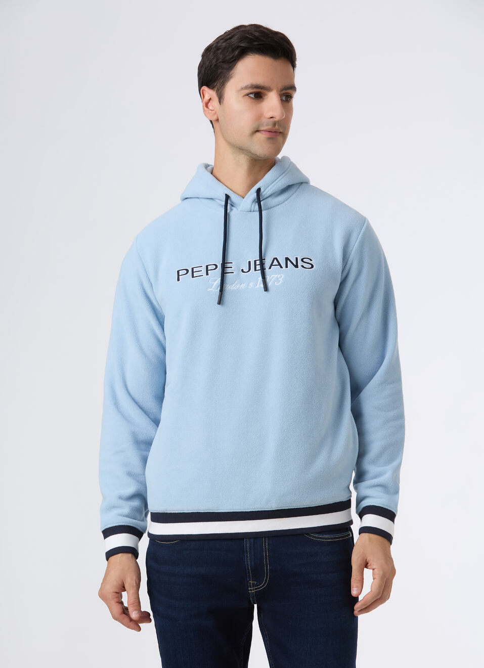 Men Blue Full Sleeve Hoodie Sweatshirt, , large image number 1