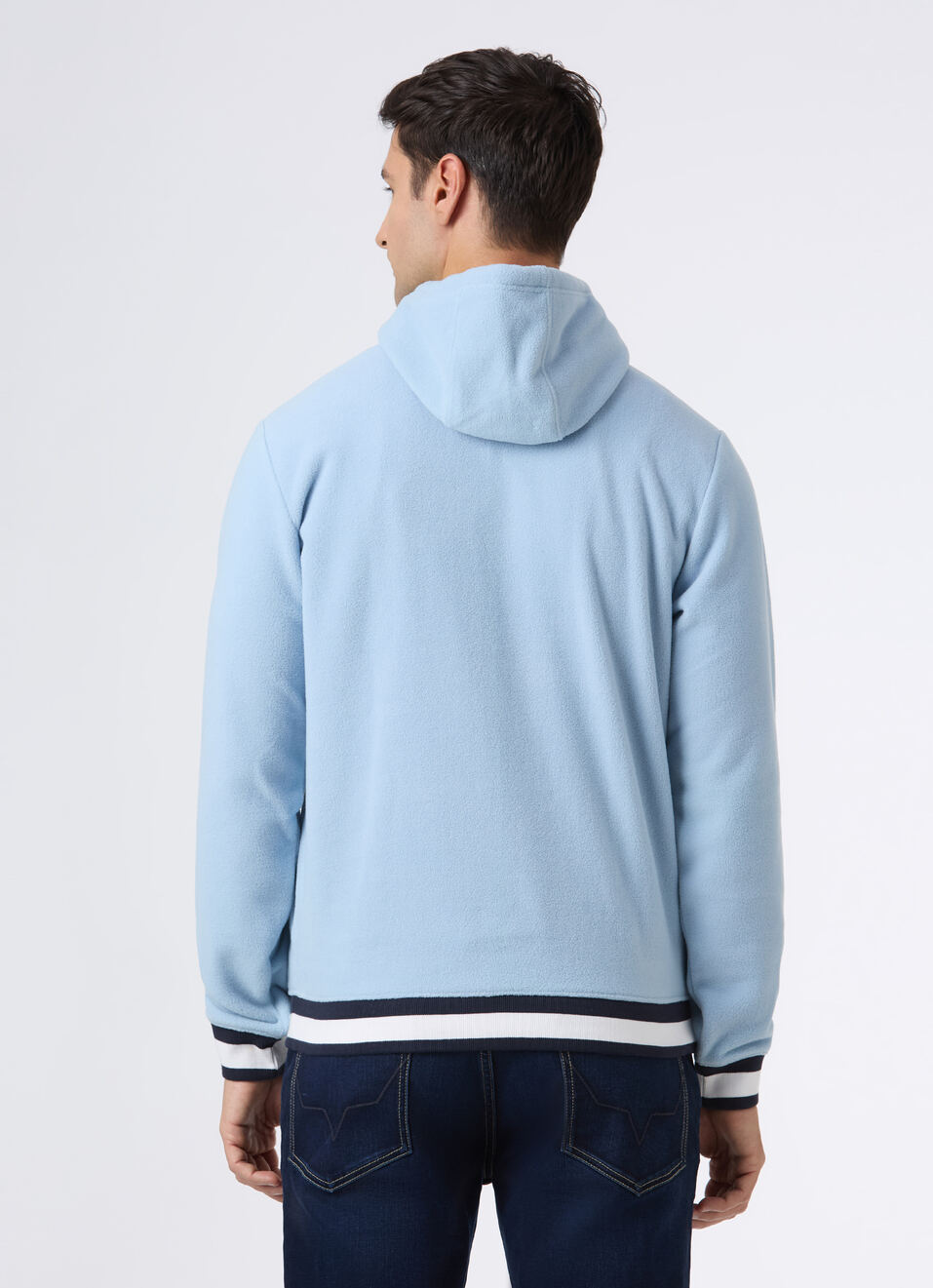 Men Blue Full Sleeve Hoodie Sweatshirt, , large image number 2