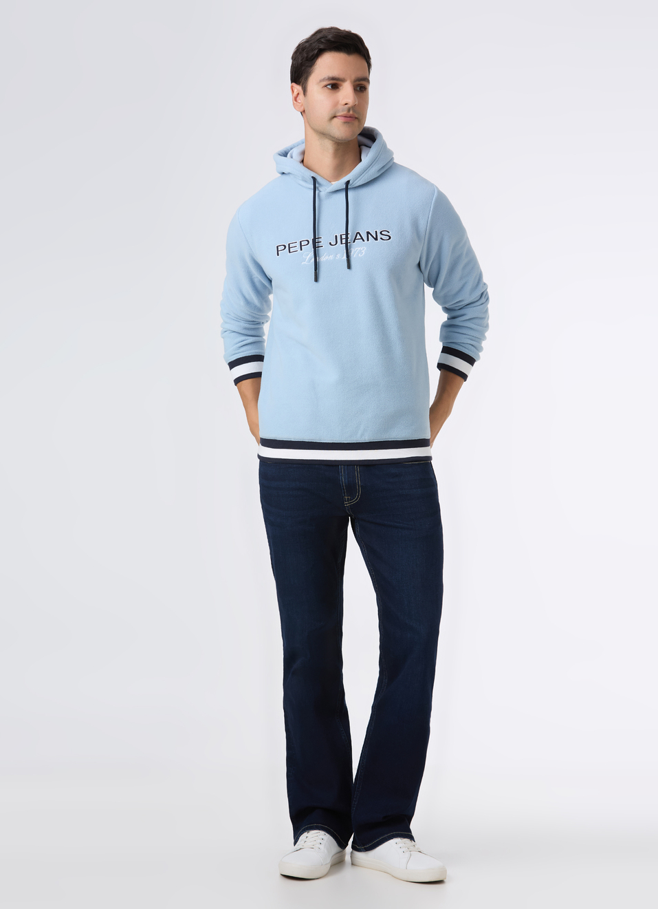 Men Blue Full Sleeve Hoodie Sweatshirt, , large image number 5