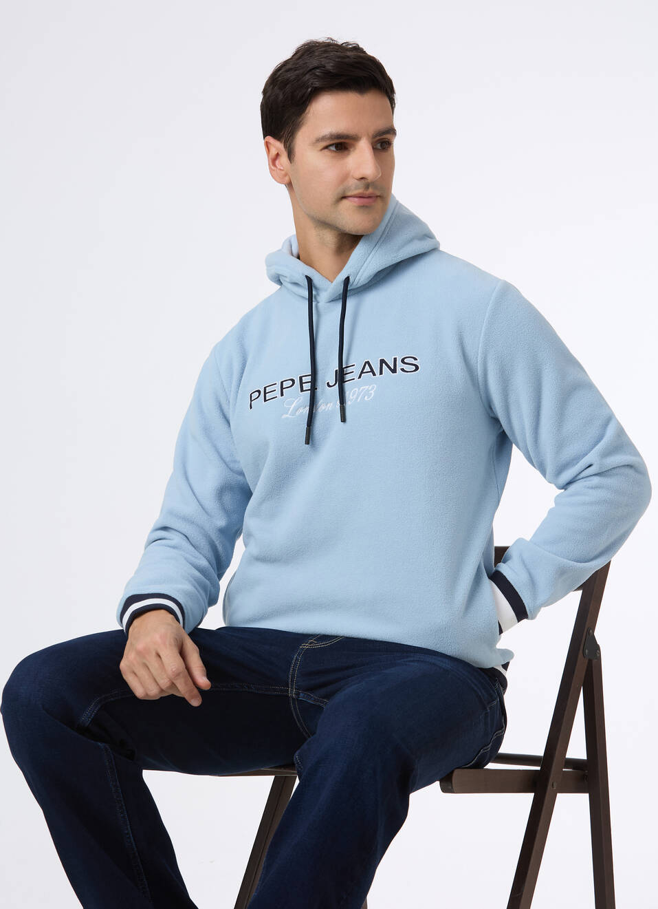 Men Blue Full Sleeve Hoodie Sweatshirt, , large image number 0