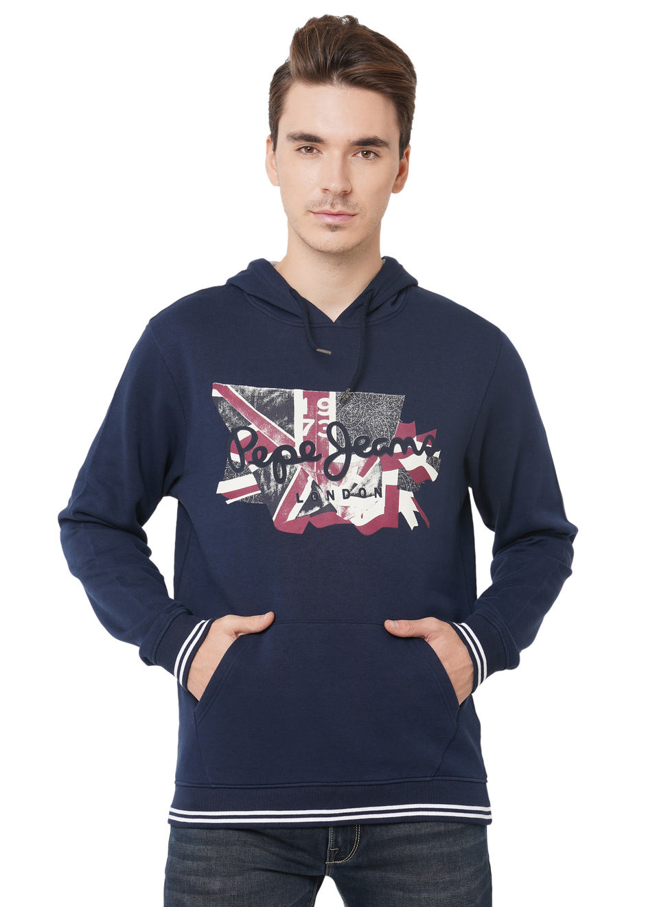 Oskar Ls Union Jack Printed Hoodie Sweat Shirt Pepe Jeans India
